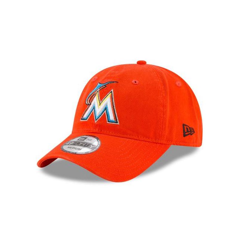 MLB Miami Marlins Core Fit Road 49Forty Fitted (UWP7497) - Orange New Era Caps